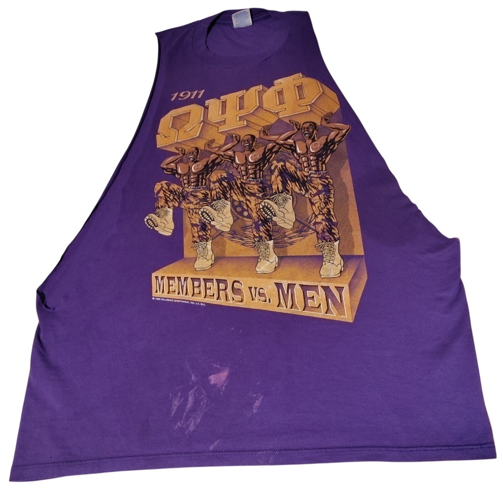 XL Purple Sleeveless T Shirt Vintage African American Fraternity Members vs Men
